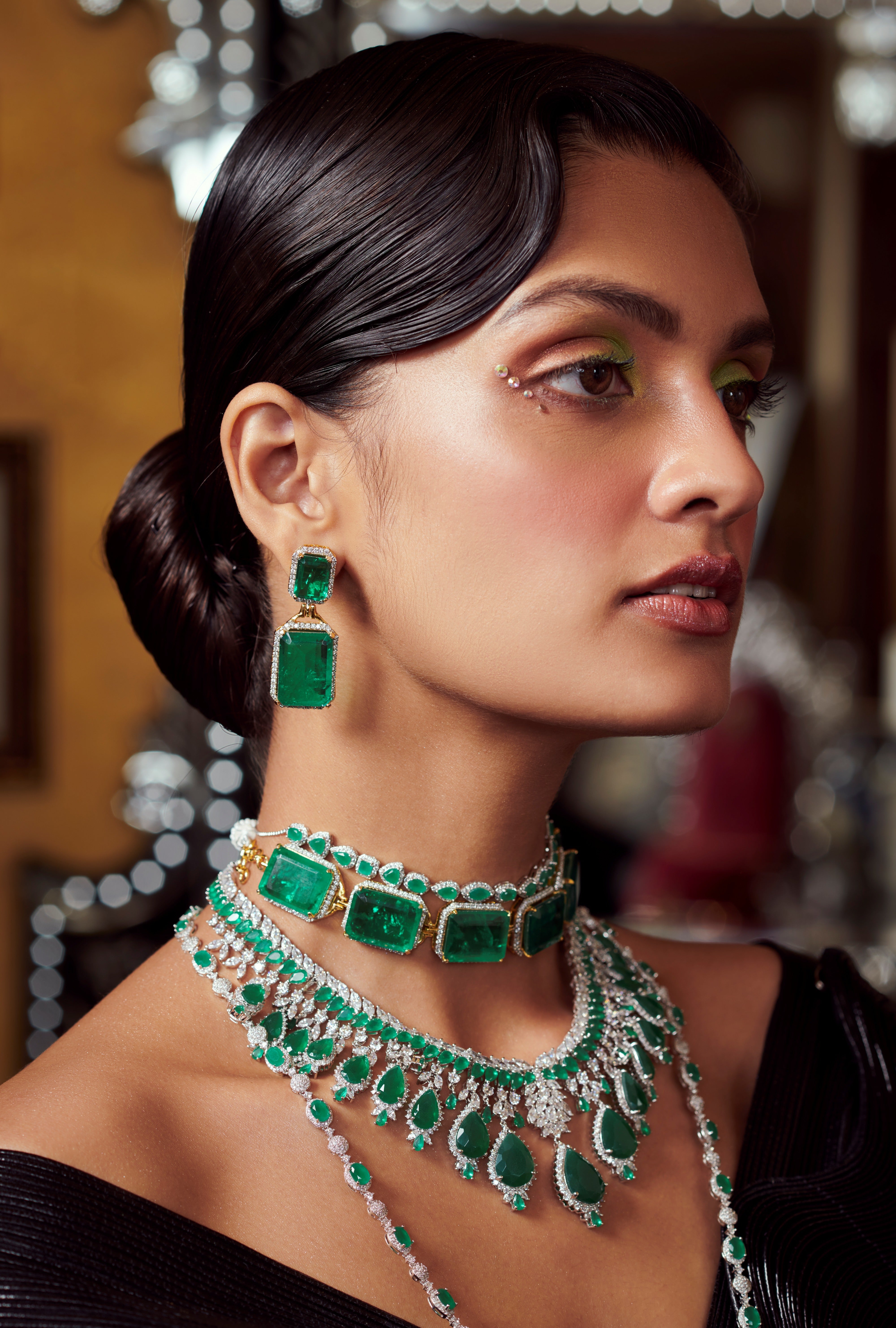 Rectangular semiprecious doublets Choker...