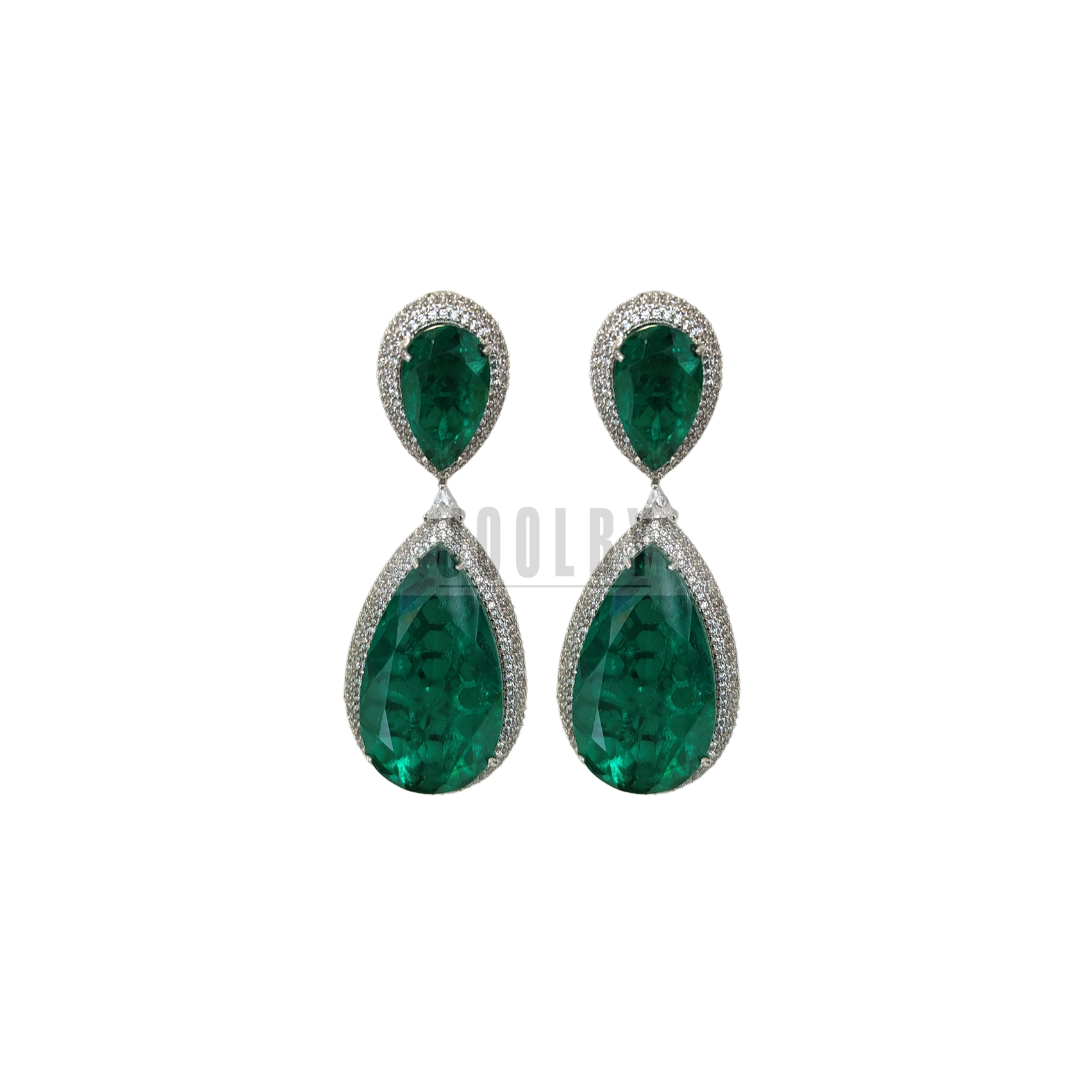 Dual Pear Drop Emerald Earring