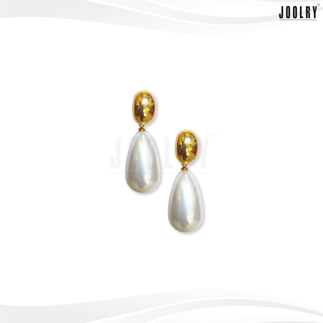 Golden Stud with Pearl Drop Earrings
