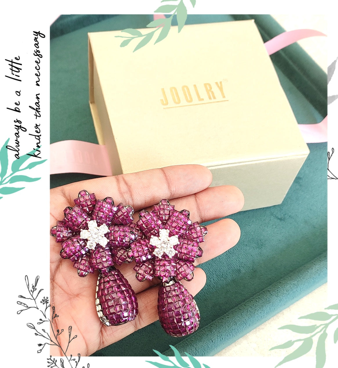 Madhuri Dixit in Purple Floral Drop Earrings