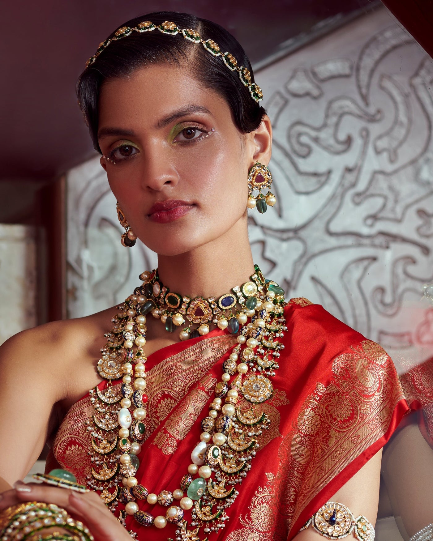 Navratna  Semi-precious Two Line Strings
