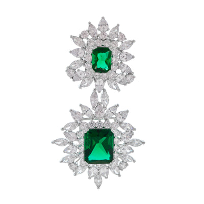 Emerald-CZ Square Earring