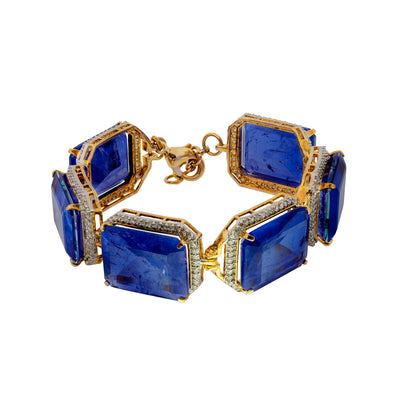 Rectangular Bracelet with semiprecious doublets with border