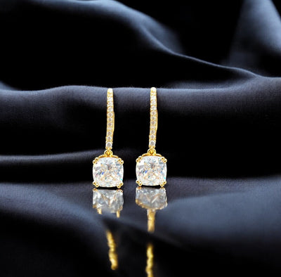 Cushion Cut Drop Earrings