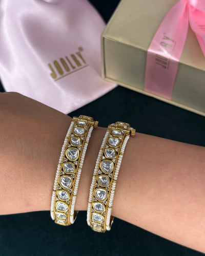 Uncut Polki Pearl Bangle Pair
