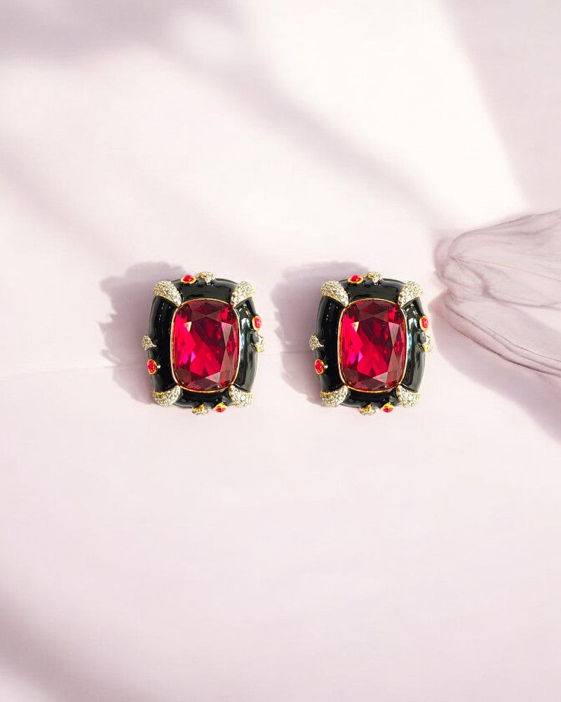 VINTAGE BLACK ENAMEL STUDS