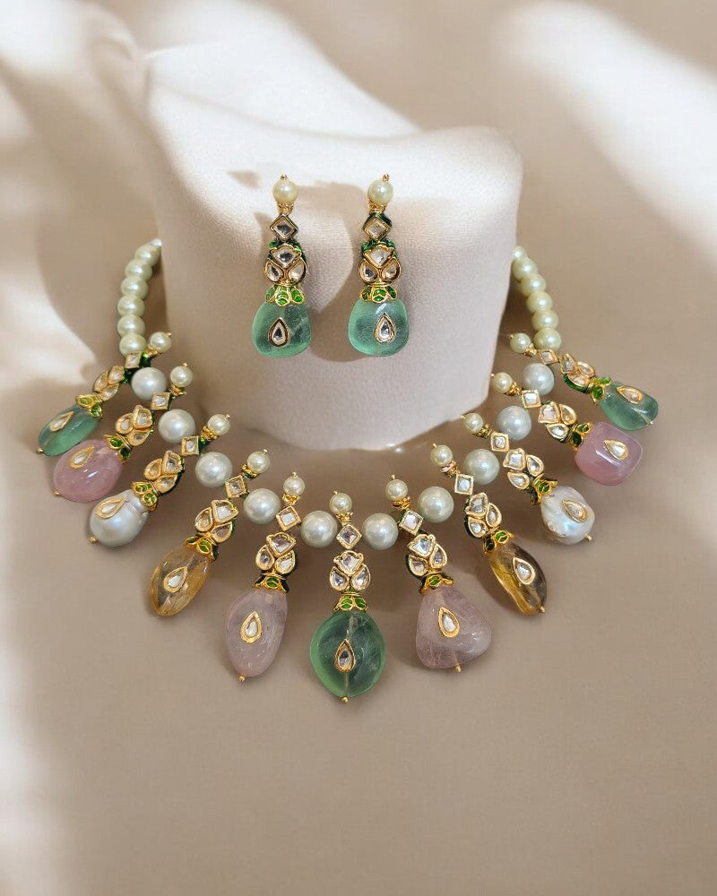 Semiprecious Tear-Drops Necklace Set