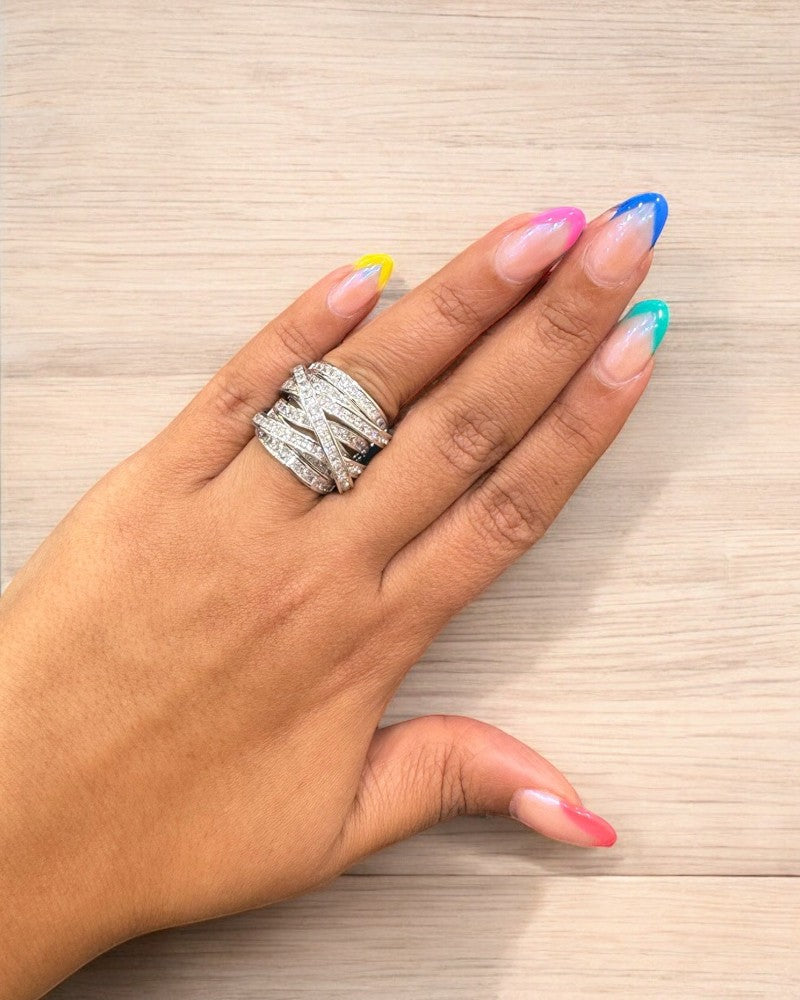 Diamond Criss Cross Ring