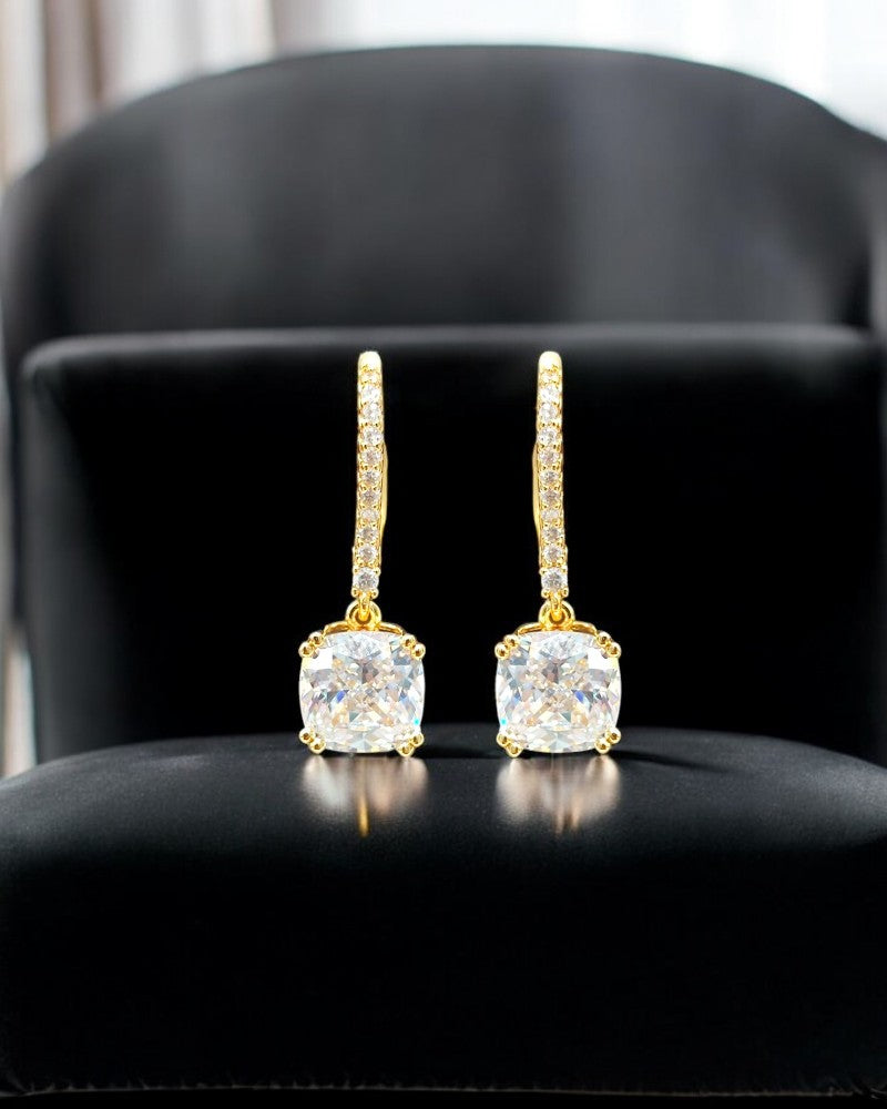 Cushion Cut Drop Earrings