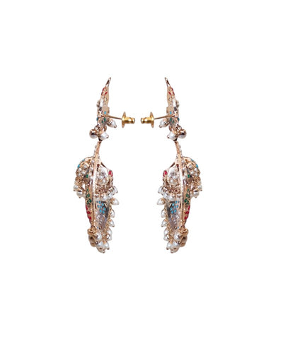 Navratna Jhumka Chandbali Earrings