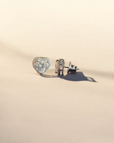 3 Carat Heart With Border Studs
