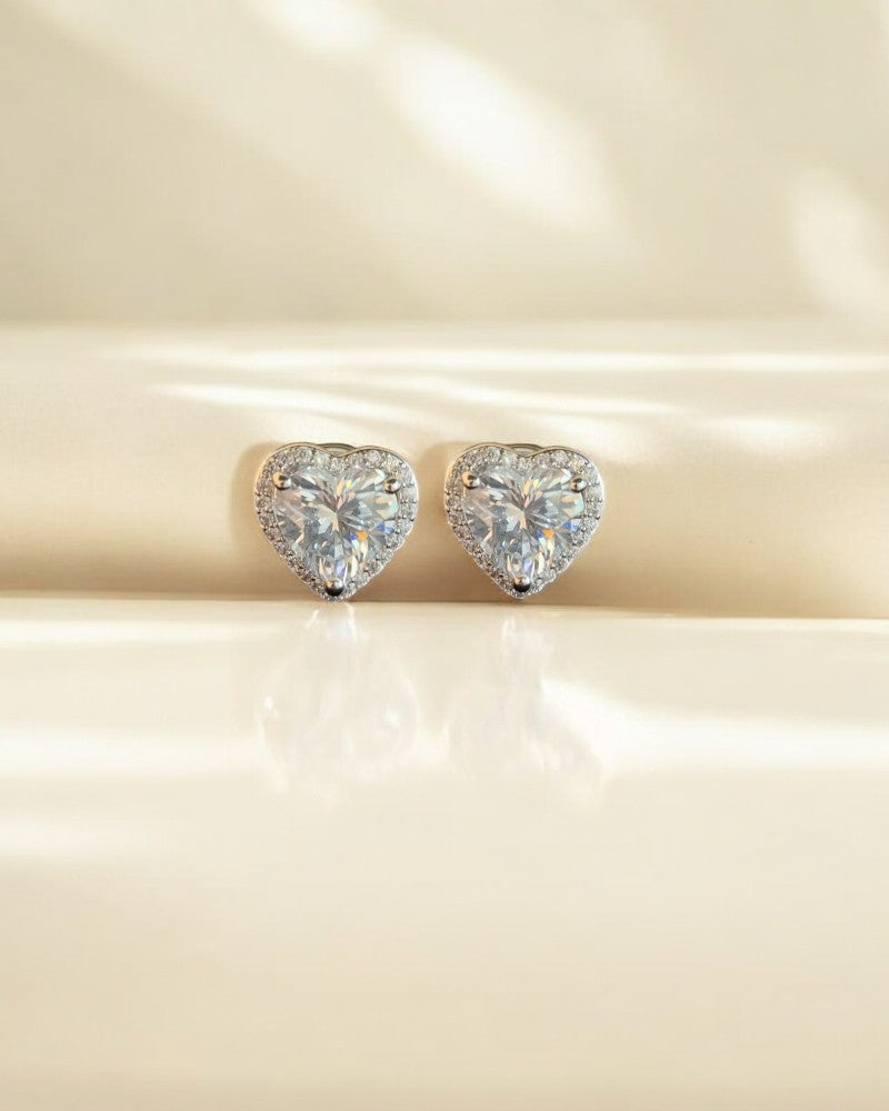 3 Carat Heart With Border Studs