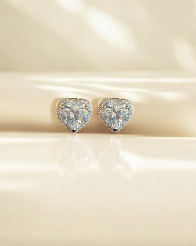 3 Carat Heart With Border Studs