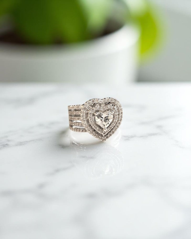 Heart Cut 5 Row Rings