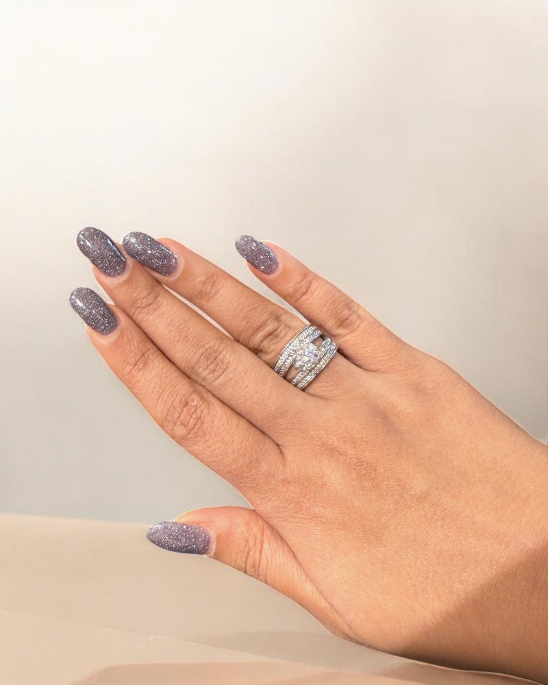Twin Layered Solitaire Ring