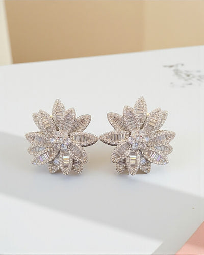 Floral Baguette And Round Stud