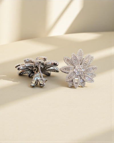 Floral Baguette And Round Stud