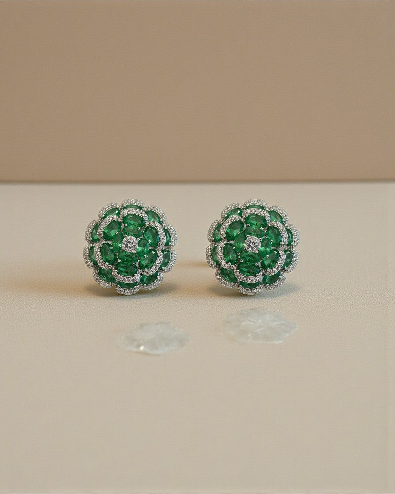 Emerald Bloom Stud Earrings