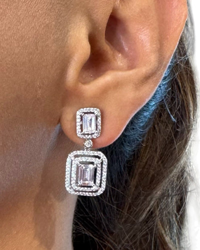 Dual Baguette Drop Earrings