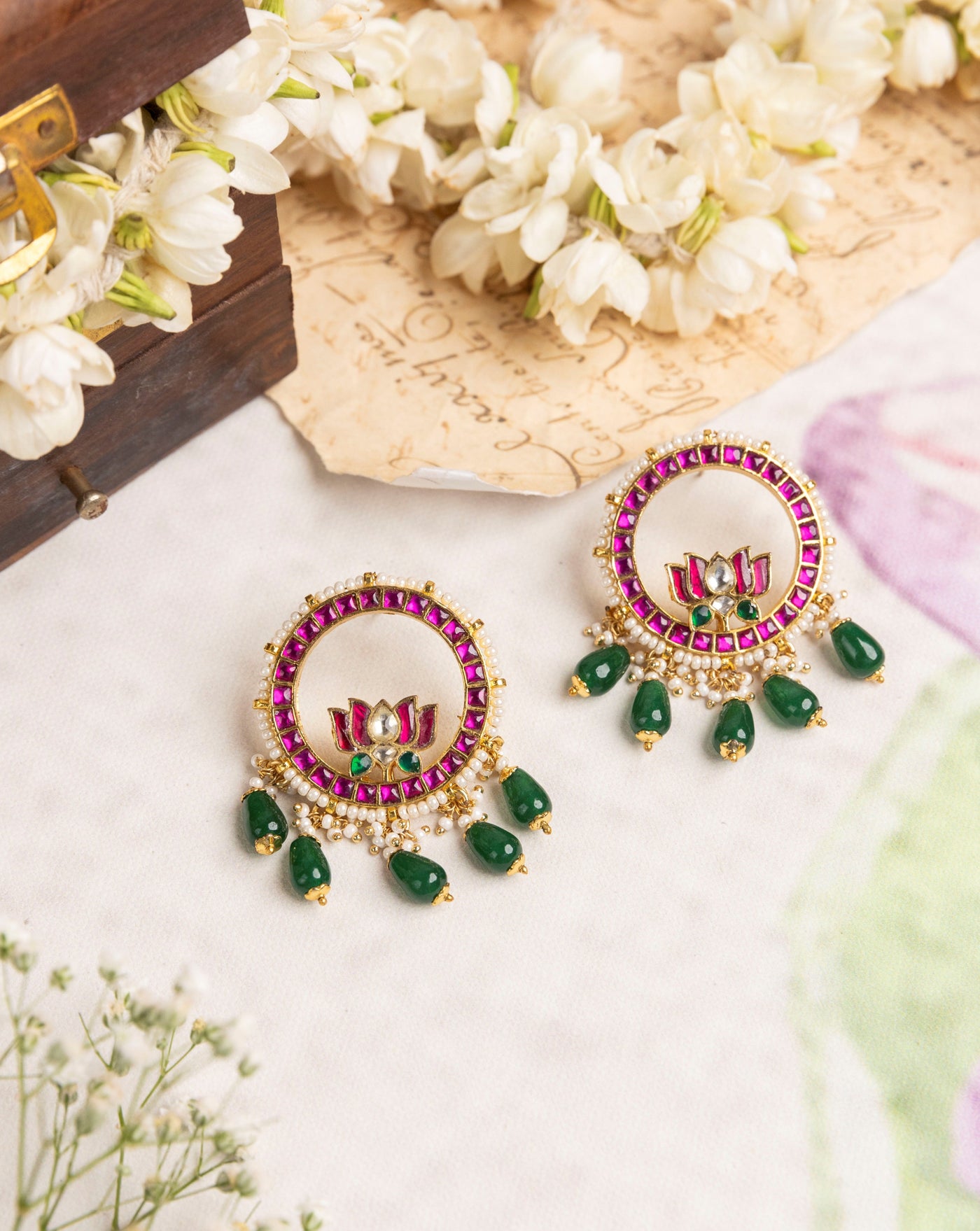 Coloured Lotus Earrings