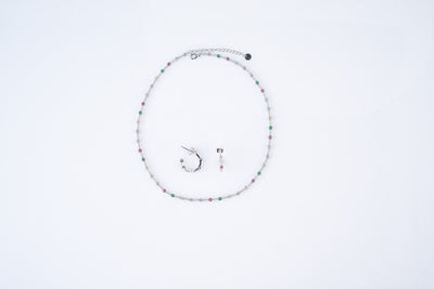 Dainty white & multi choker with hoops