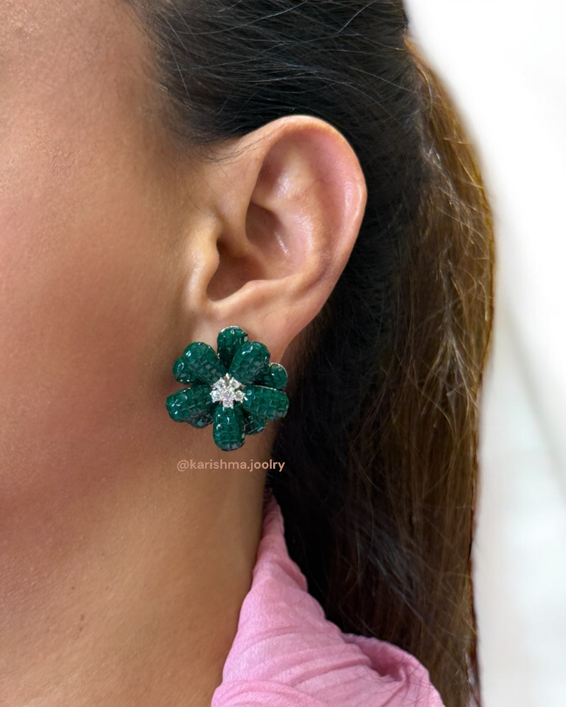 3D floral studs