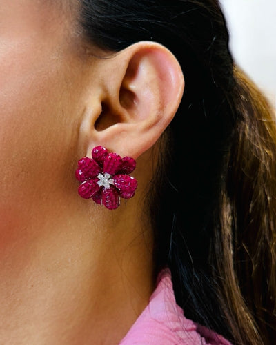 3D floral studs