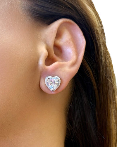 3 Carat Heart With Border Studs