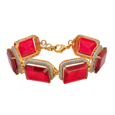 Rectangular Bracelet with semiprecious doublets with border