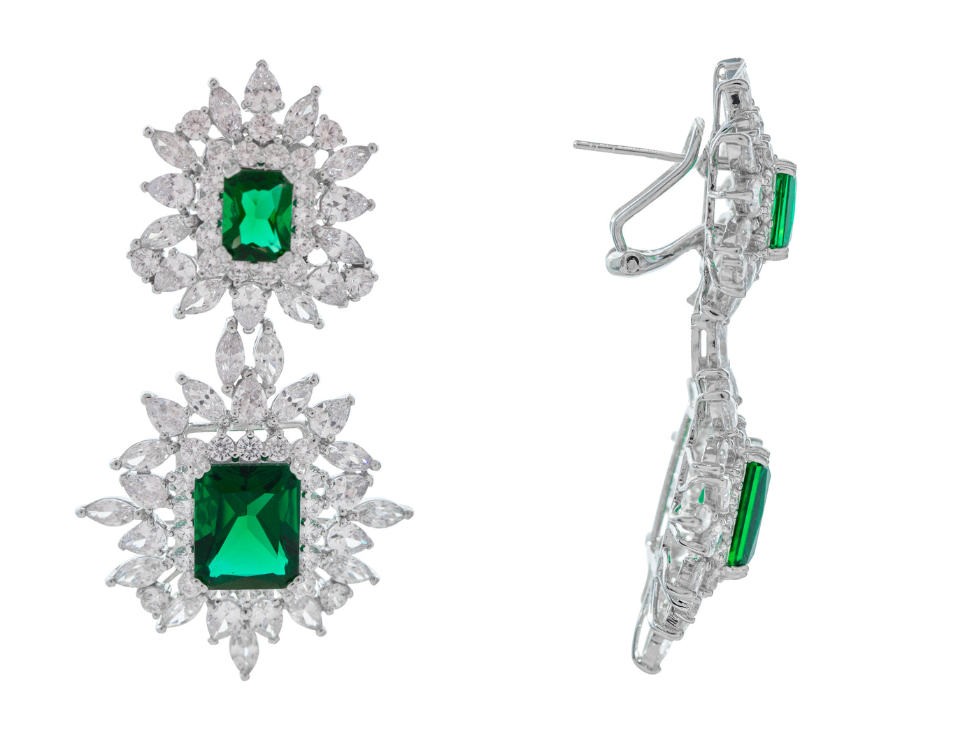 Emerald-CZ Square Earring
