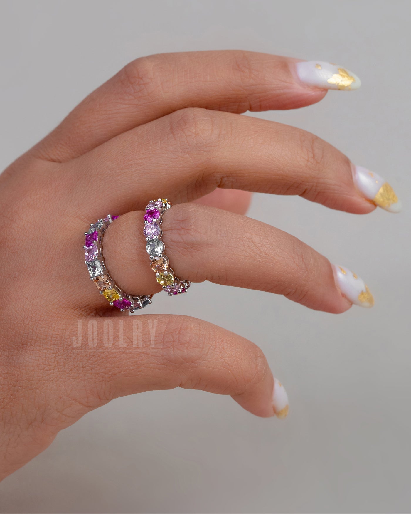 Rainbow Eternity Rings