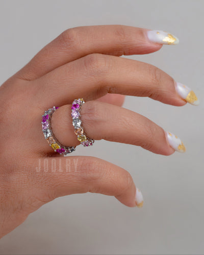 Rainbow Eternity Rings