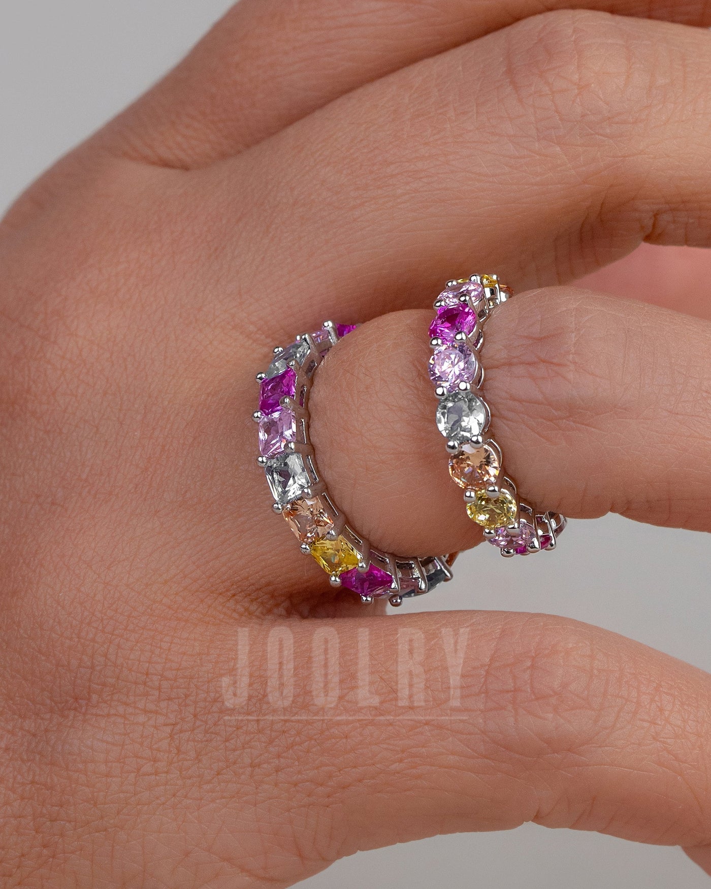 Rainbow Eternity Rings