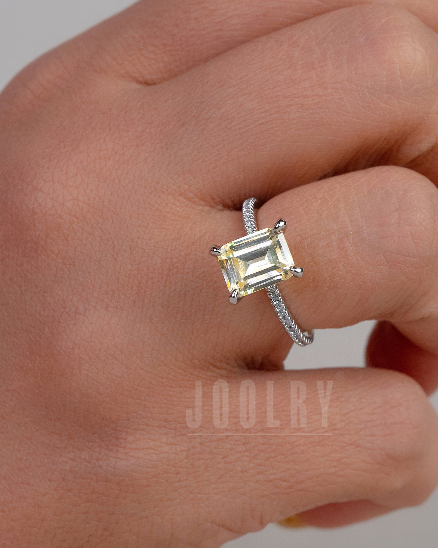 Emerald Cut Yellow Ring