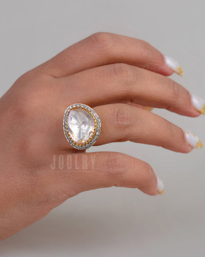 Precious Moissanite Polki Ring