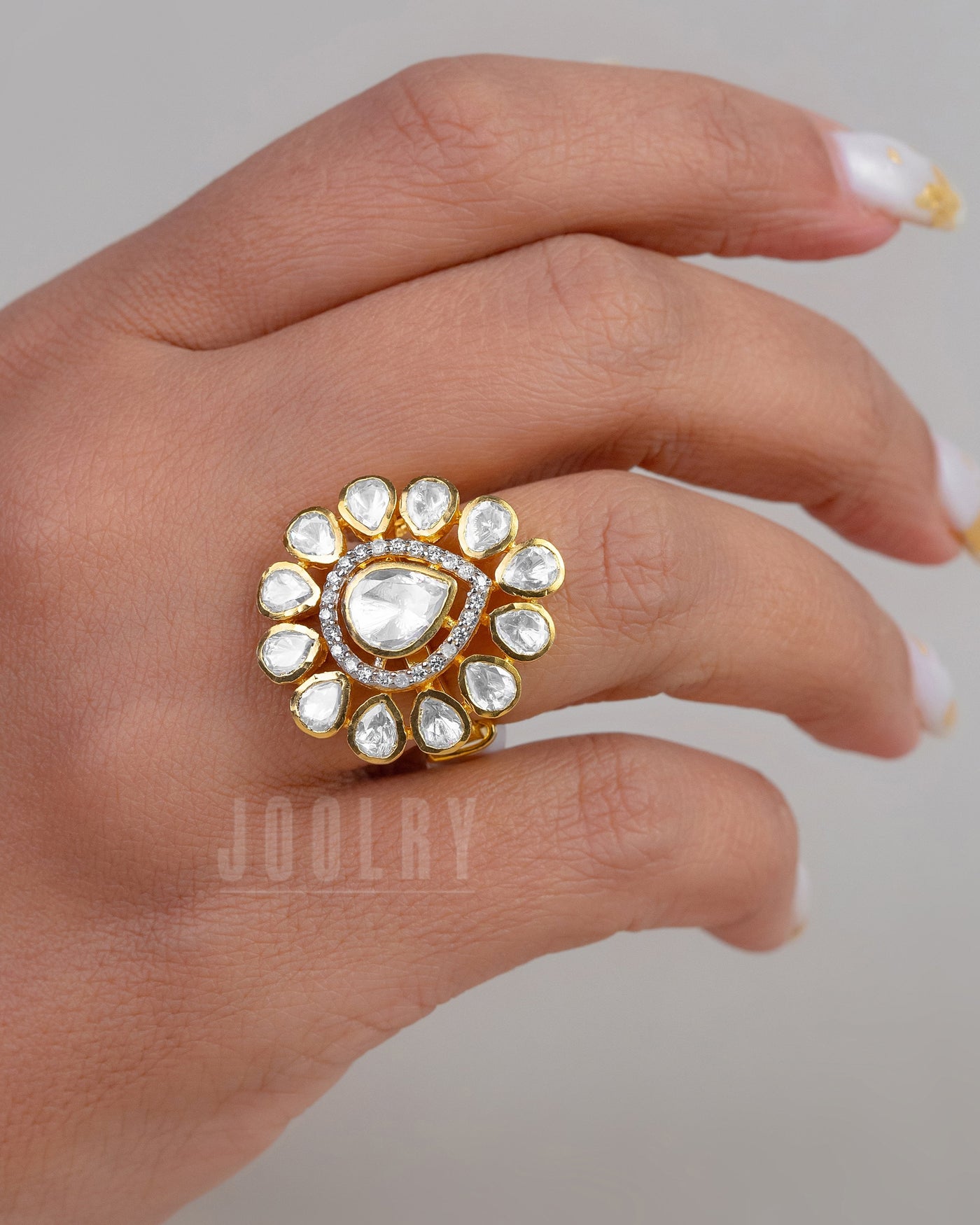 Meer Moissanite Polki Ring