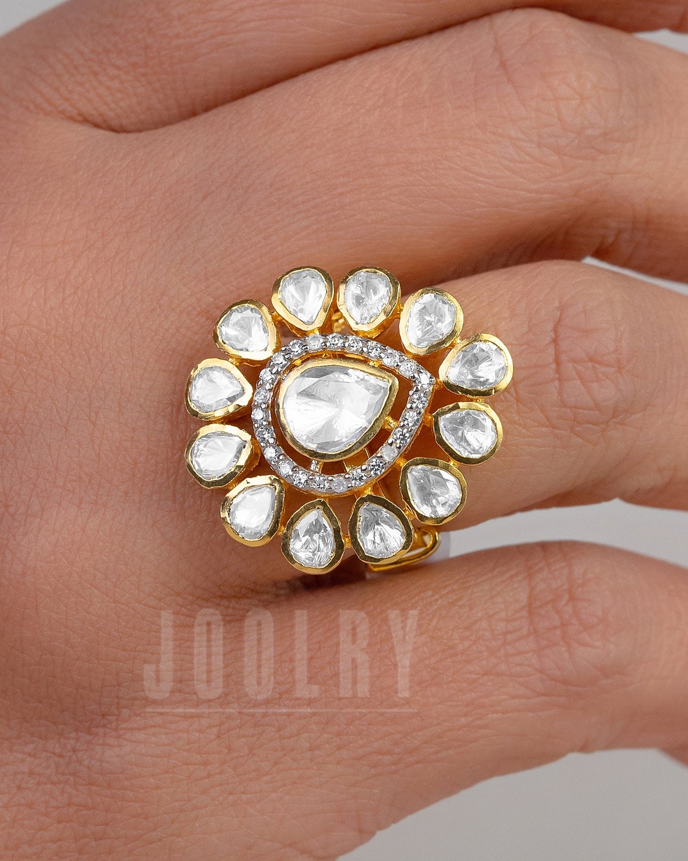 Meer Moissanite Polki Ring