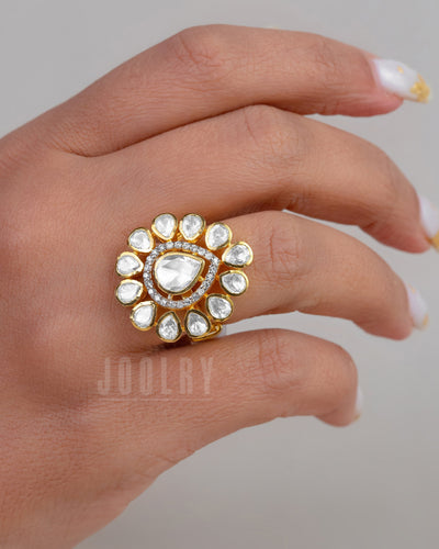 Meer Moissanite Polki Ring