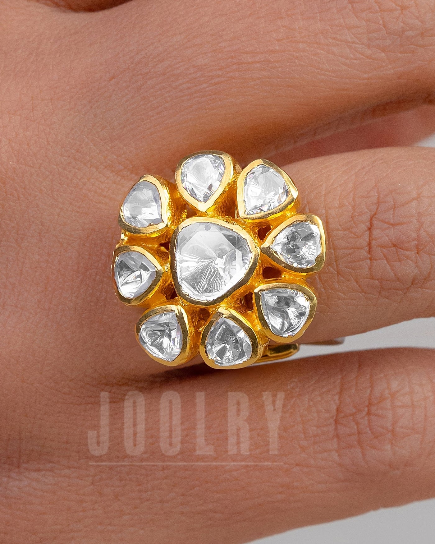 Floral Moissanite Polki Ring