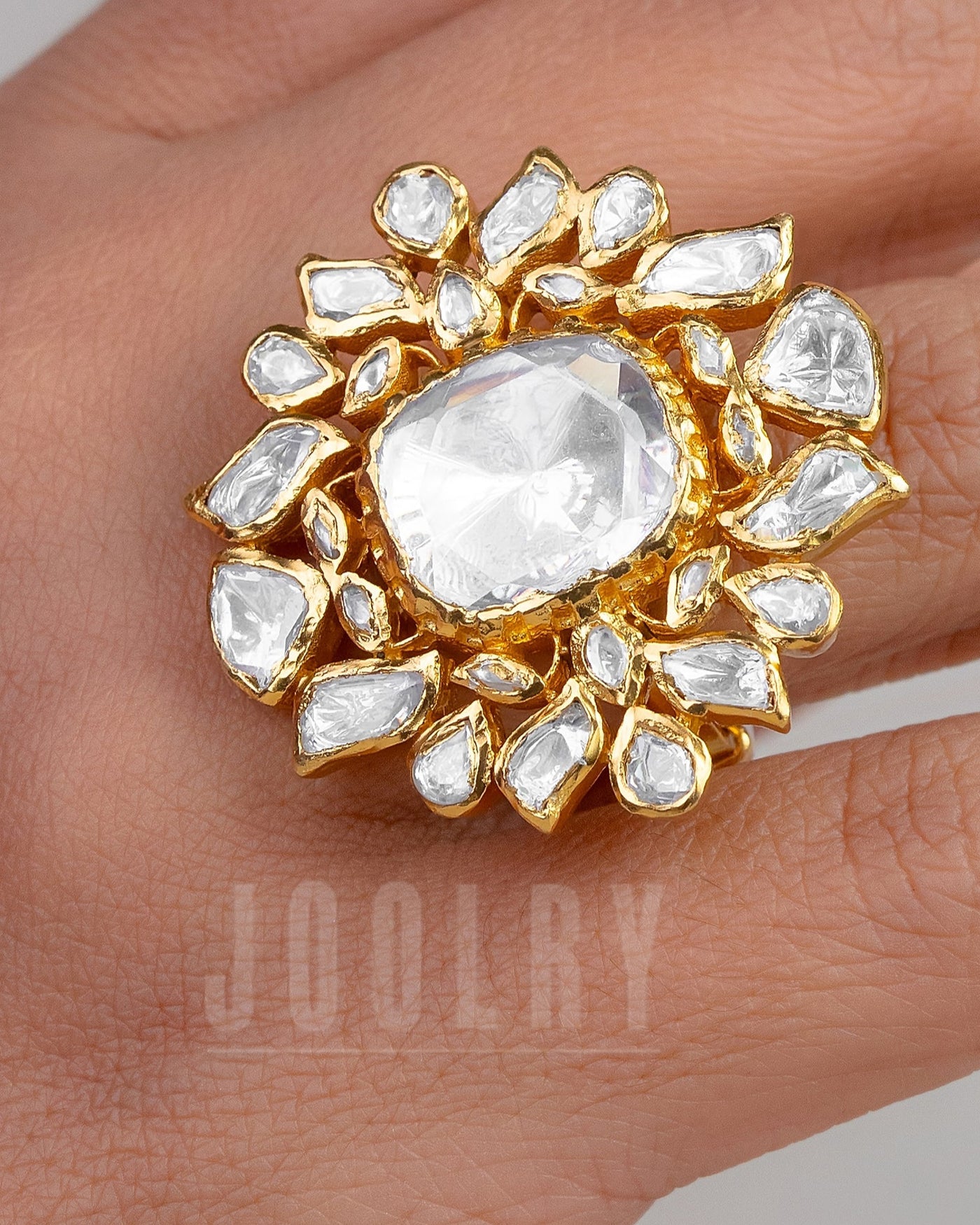 Afsa Moissanite Polki Ring