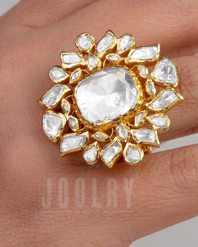 Afsa Moissanite Polki Ring