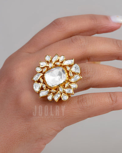 Afsa Moissanite Polki Ring