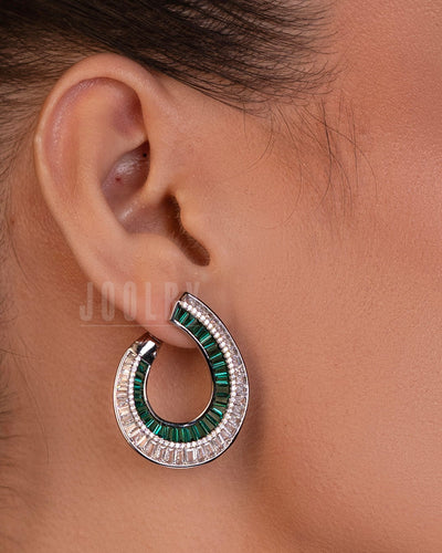 Emerald Halo Hoop Earrings