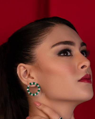 Emerald Circle Elegance Earrings