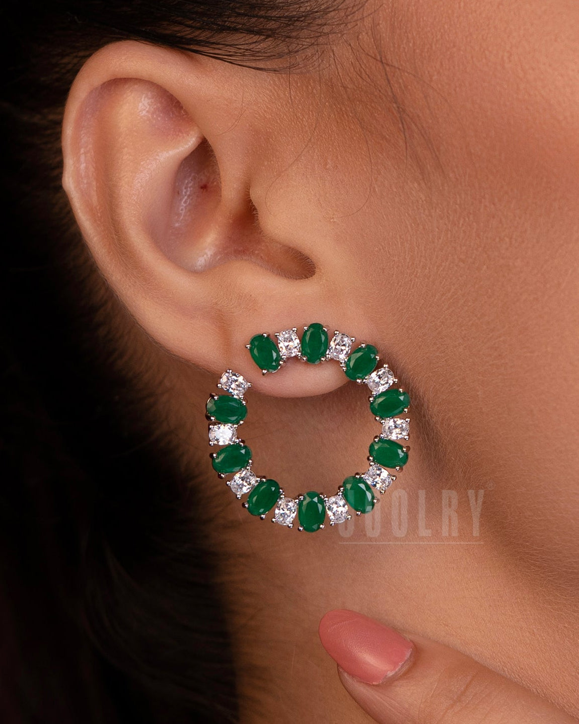 Emerald Circle Elegance Earrings