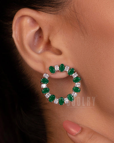 Emerald Circle Elegance Earrings