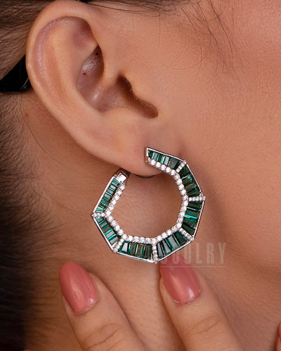 Emerald Edge Hoop Earrings
