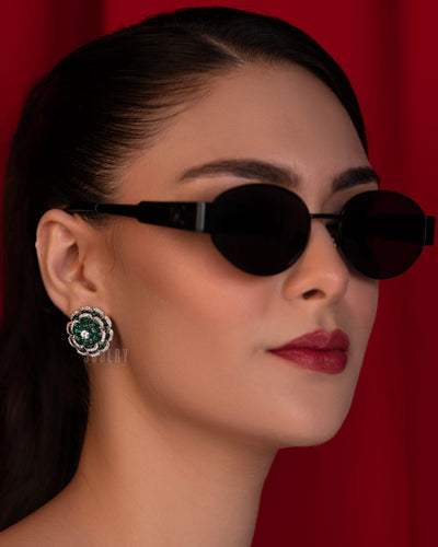 Emerald Bloom Stud Earrings