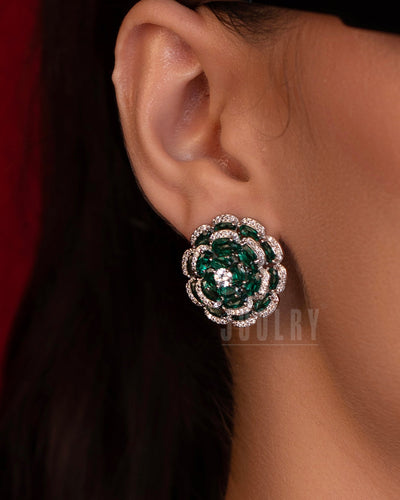 Emerald Bloom Stud Earrings