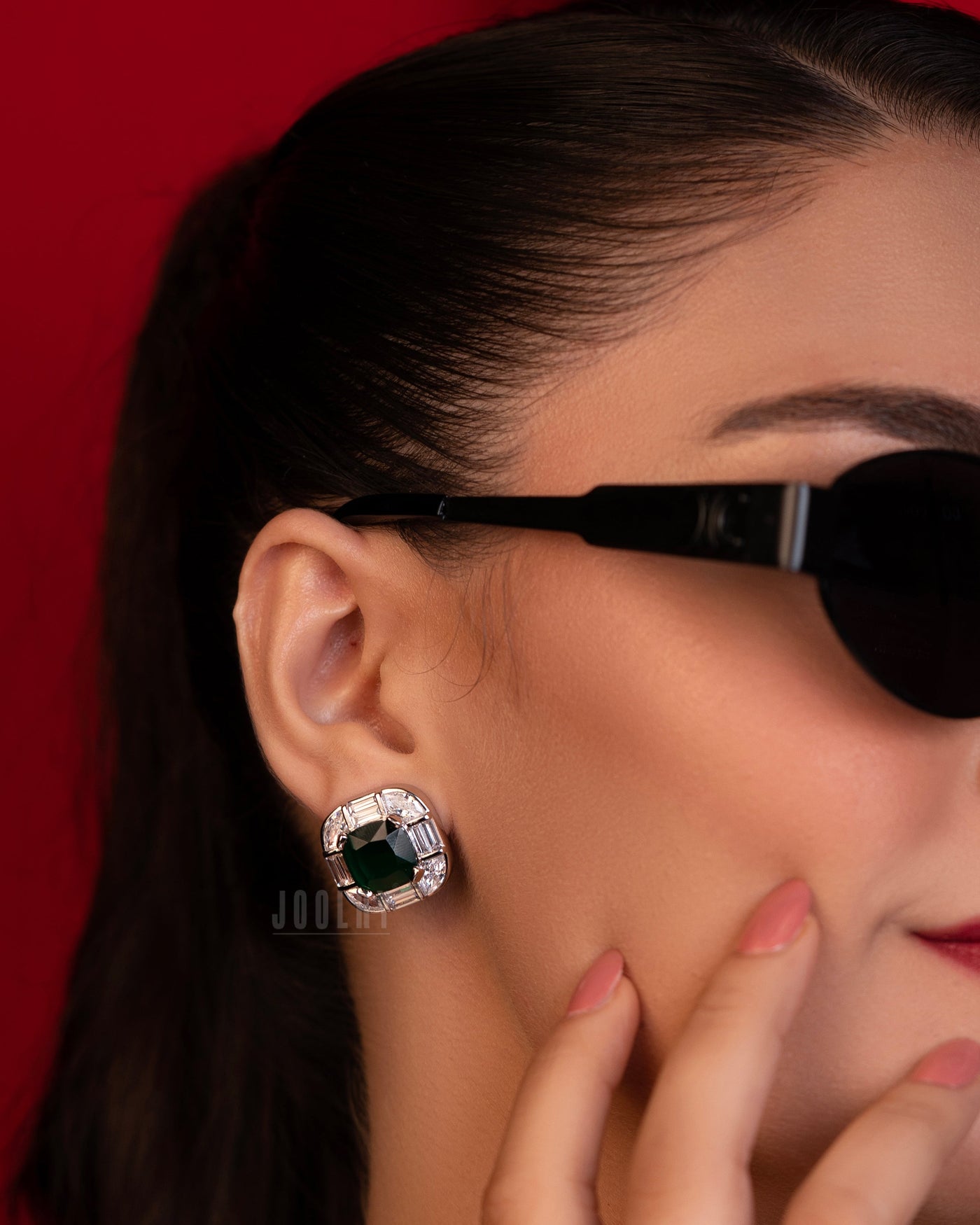 Emerald Halo Studs